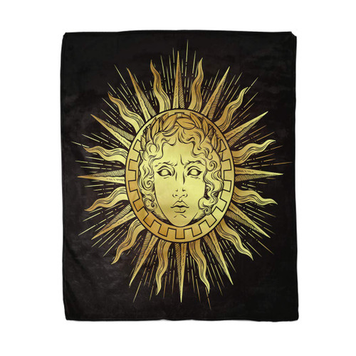 rouihot 50x60 Inches Throw Blanket Antique Sun Face of The Greek and Roman God Warm Cozy Print Flannel Home Decor Comfortable Blanket for Couch Sofa Bed