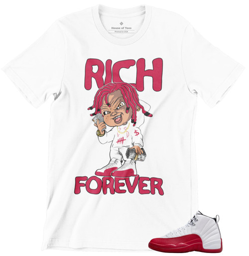 T Shirt to Match Jordan 12 Cherry Men's Graphic Tee, Urban Streetwear Clothing