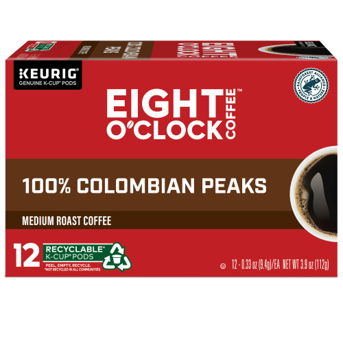 Eight O'Clock Coffee Colombian Peaks, Keurig Single Serve K-Cup Pods, Medium Roast, 12 count, pack of 6