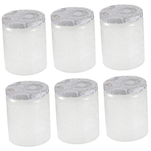 HOMSFOU 6pcs Candle Cup Candle Making Jars Scented Candle Jar Candle Jar with Lid Candle Tin with Lids Salve Tins Mason Jars Aromatherapy Candle Jar Glass Travel Lamp Holder Manual White