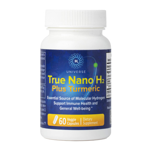 True Nano H2 with Turmeric by H2 Universe | Molecular Hydrogen with Active Hydrogen Nanobubbles, Boosts Energy, Powerful Antioxidant| 60 Capsules