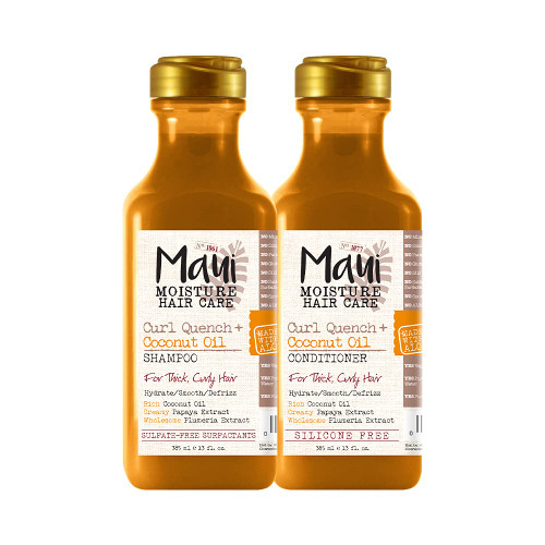 Maui Moisture Curl Quench + Coconut Oil Curl-Defining Anti-Frizz Conditioner to Hydrate and Detangle with Curl Quench + Coconut Oil Curl-Defining Anti-Frizz Shampoo to Hydrate and Detangle Maui Moisture Curl Quench + Coconut Oil Curl-Defining Anti-Frizz Conditioner to Hydrate and Detangle with Curl Quench + Coconut Oil Curl-Defining Anti-Frizz Shampoo to Hydrate and Detangle