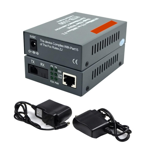 1 Pair 10/100M Optical Transceiver Fiber Ethernet Media Converter Single Mode SC Fiber to Ethernet RJ45 Converter, Fiber Transceiver Up to 25KM