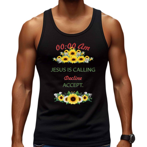 Jesus Calling Gift - Unique Christian Gift for Believers - Phone Call Image with Jesus - / Tank Top