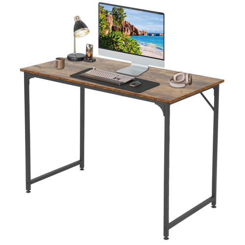 Dopinmin Computer Desk 39.4" Home Office Writing Desk, Modern Simple Style Table for Work Study Gaming,Workstation for Home Office,Brown