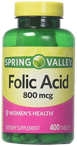 Spring Valley Folic Acid 800 mcg, 400 Tablets (1)