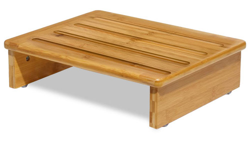 Bamboo One Step Stool Wood Safety Step Stool Mobility Half Step Stool Stepping Stool Foot Stool Natural Color with Solid Wood for Stairs Bed Kitchen Bathroom Cars for Adults Seniors and Kids Training