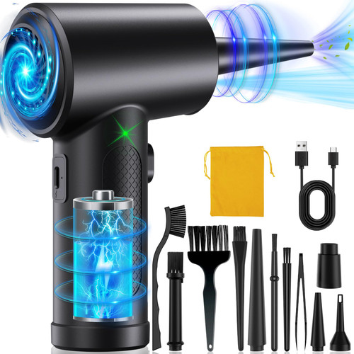Electric Compressed Air Duster with 3 Gear and LED Light,No Canned Reusable Good Replace Can Electric 50000RPM Cordless Air Duster,Rechargeable Dust Blower for Computer,Keyboard Cleaner,7600mAh Electric Compressed Air Duster with 3 Gear and LED Light,No Canned Reusable Good Replace Can Electric 50000RPM Cordless Air Duster,Rechargeable Dust Blower for Computer,Keyboard Cleaner,7600mAh