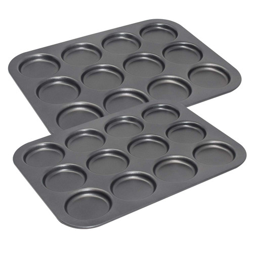 EXULTIMATE Muffin Top Whoopie Pie Pan Baking Tray, 12 Cavity 11" x 13", Pack of 2, Black EXULTIMATE Muffin Top Whoopie Pie Pan Baking Tray, 12 Cavity 11" x 13", Pack of 2, Black