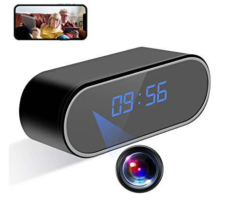 Hidden Camera Clock, WiFi 1080P HD Wireless Mini Spy Clock Camera with Motion Detection and Night Vision, Home and Office Surveillance Security Cams No Audio