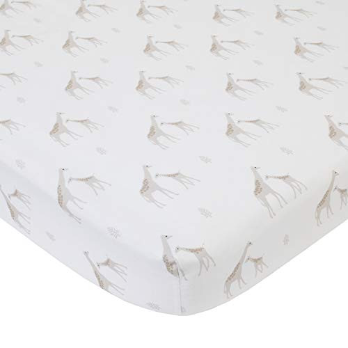NoJo Serendipity Giraffe Print 100% Cotton Fitted Crib Sheet, Ivory/Taupe
