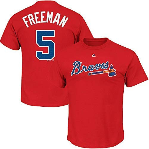 Outerstuff Freddie Freeman Atlanta Braves MLB Majestic Youth 8-20 Red Official Player Name & Number T-Shirt (Youth Large 14-16)