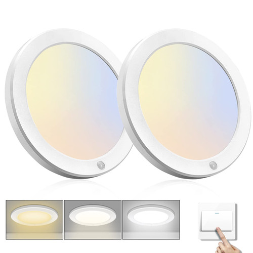 Probapro Motion Sensor Ceiling Light Indoor: 18W Flush Mount Lighting Fixture for Office Bedroom Garage (2 Pack)