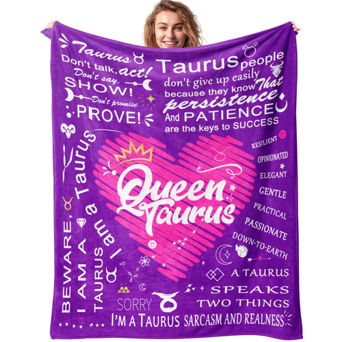 Ruifeihan Taurus Gifts for Women - Taurus Zodiac Throw Blanket 50"x60", Ideal May Birthday Gift, Perfect Taurus Birthday Gift, Skin-Friendly Fleece with Original Design and Quotes Ruifeihan Taurus Gifts for Women - Taurus Zodiac Throw Blanket 50"x60", Ideal May Birthday Gift, Perfect Taurus Birthday Gift, Skin-Friendly Fleece with Original Design and Quotes
