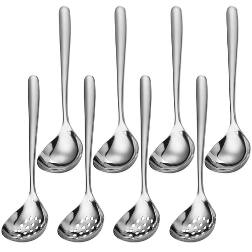 Stainless Steel Serving Spoons Set of 8, Slotted Serving Spoons, Serving Spoons for Party Buffet Catering Banquet Serving Utensils Set (TP-02)