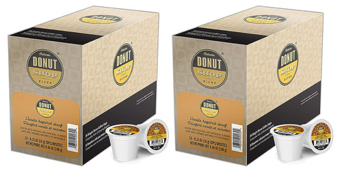 Authentic Donut Shop Blend Medium Roast Coffee Pods, Decaf Vanilla Hazelnut Single Serve Cups for Keurig K Cup Brewers, 24 Count per Box, 2 Boxes