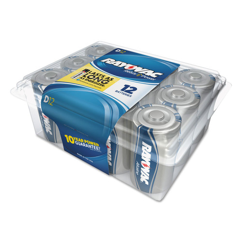 Rayovac 81312PPK Alkaline Battery, D, 12/Pack