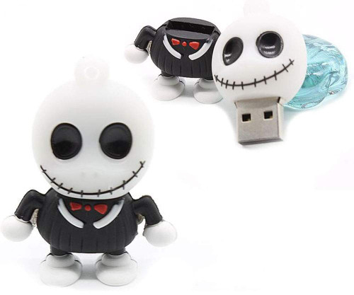 2.0 Jack Skellington Skeleton 128GB USB External Hard Drive Flash Thumb Drive Storage Device Cute Novelty Memory Stick U Disk Cartoon