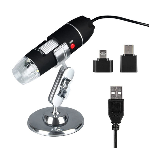 GFONIX Microscope Adapter 500X/1000X/1600X Digital Microscope 3in1 Tyce-C Micro USB Portable LED Electronic Microscope Camera for Mobile Phone Repair Microscope Accessories (Color : 1000X)