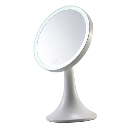 NOLITOY 1pc Led Light Vanity Mirror Round Mirrors Tabletop Mirror Led Makeup Mirror Round Vanity Mirror Circle Mirrors Lighted Tabletop Vanity Mirror Desktop White One-Way Mirror Abs
