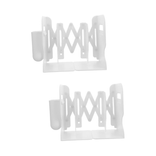 2 Sets Book Stand Books Book Cases Desktop Bookend Folding Bookend Employee Bookend Desk Bookend Book Container Scalable Bookend Plastic Office Storage Organizer White
