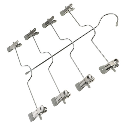 TOVINANNA 3pcs Clothes Hanger Pant Hangers Trousers Hanger Jeans Storage Organizer for Closet 4 Tier Metal Adjustable Skirt Hangers Multiple Closet Organizer Clamp Frame No Trace Rubber