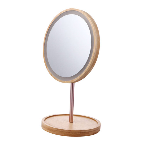 Ipetboom 1pc Wooden Desk Mirror LED Makeup Mirror with Wooden Mirror with Lights Vanity Mirror Tabletop Wood Makeup Mirror Wooden Cosmetic for Dresser Desktop Mirror Travel Glass Solid Wood