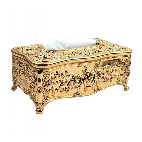 Tissue Box Holder Desktop Tissue Box, Living Room Dining Room Desktop Creative Paper Drawer, Gold Silver Minimalist Tissue Box Decorative Napkin Holder (Color : Gold)