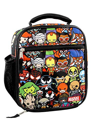 Marvel Kawaii Avengers Girls Boys Soft Insulated School Lunch Box (One Size, Black/Multi)