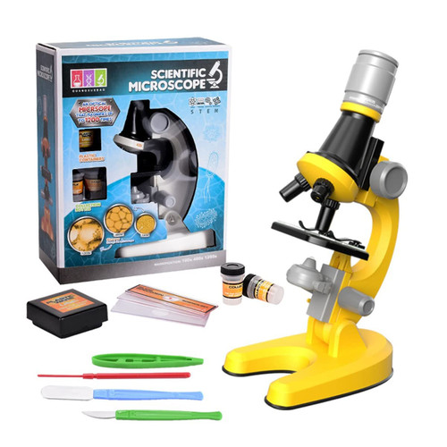 Microscope Adapter Zoom Microscope Biology Lab LED 1200x School Children Science Experiment Kit Microscope Accessories (Color : 1013A-1 Yellow)