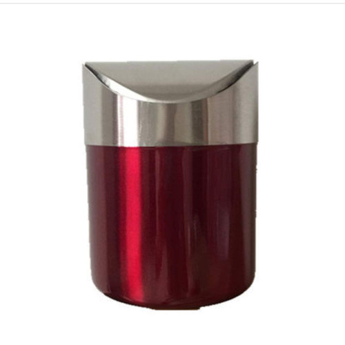 DYPASA Garbage Recycling Bin Creative Trash Can Living Room Coffee Table Trash Can Mini Stainless Steel Desktop Trash Can Kitchen Trash Can (Color : Rojo)