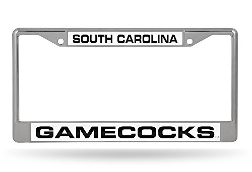 NCAA South Carolina Fighting Gamecocks Laser Cut Inlaid Standard Chrome License Plate Frame, Chrome NCAA South Carolina Fighting Gamecocks Laser Cut Inlaid Standard Chrome License Plate Frame, Chrome
