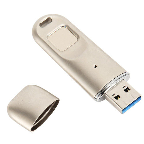 ASHATA Fingerprint Secure USB 3.0 Flash Drive, Encrypted USB Drive, Fingerprint Flash Drive Customizable Encryption Accurate Recognition Metal U Disk for Windows 7 8 8.1 10 (32GB)