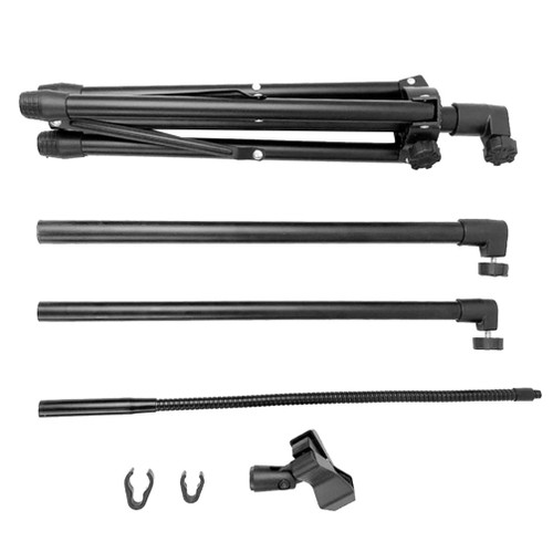 FLaig Tripod Microphone Stand Boom Arm Floor Mic Stand Universal Mic Stand Stable Metal Microphone Stand for Singing Performance Wedding Stage Black Stands