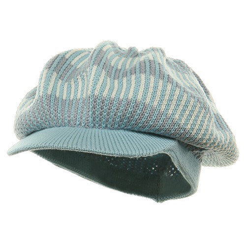 Multi Crown Rasta Beanie Visor-Lt. Grey White (for Big Head)