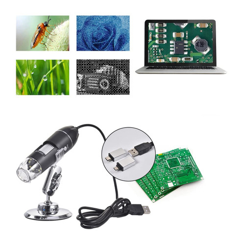 Microscope Accessories kit Slide Preparation camer 1600X Digital Microscope Camera 3in1 Type-C USB Portable Electronic Microscope Microscope Accessories (Color : 500X)