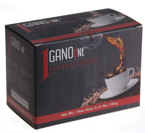 GanoOne Instant Classic Black Coffee with Ganoderma - Reishi Mushroom Extract Premium Blend 30 Single Serve Sachets, 4-pack