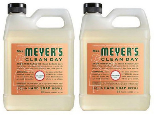 Mrs. Meyers Liquid Hand Soap Refill HBmWIU, 33 Oz, 2Pack (Geranium)