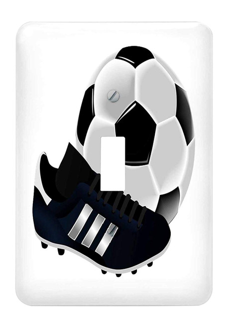 3dRose (lsp_223403_1) Image of Soccer Ball and Shoe Close Up Single Toggle Switch