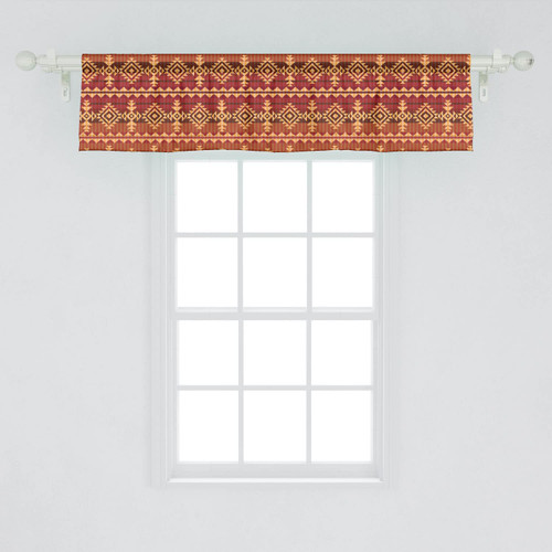 Ambesonne Mexican Window Valance Pack of 2, Aztec Culture Theme Classical Triangles Pattern Prehistoric Ornaments, Rod Pocket Curtain Valances for Kitchen Bedroom, 54" X 12", Orange Brown Ambesonne Mexican Window Valance Pack of 2, Aztec Culture Theme Classical Triangles Pattern Prehistoric Ornaments, Rod Pocket Curtain Valances for Kitchen Bedroom, 54" X 12", Orange Brown