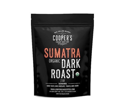 Organic Dark Roast Sumatra, Whole Bean Coffee, Single Origin Grade 1 Premium Coffee - 2lb Bag