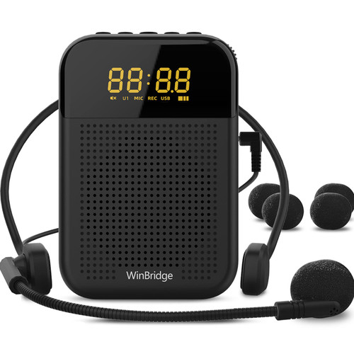 WinBridge S209 Bluetooth Voice Amplifier for Teachers with Portable Microphone Headset Wired, Personal Voice Amplifier Features Mute, Record, LED Display, No Feedback 16W