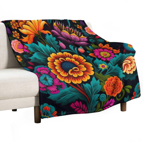 Mexican Flowers Blanket Modern Blossom Bed Throw Blanket 60"x80" Soft Cozy Microfiber Throw Blanket for Bed Couch Sofa Gifts Christmas Halloween Fathers Mothers Valentines Day Gift Mexican Flowers Blanket Modern Blossom Bed Throw Blanket 60"x80" Soft Cozy Microfiber Throw Blanket for Bed Couch Sofa Gifts Christmas Halloween Fathers Mothers Valentines Day Gift