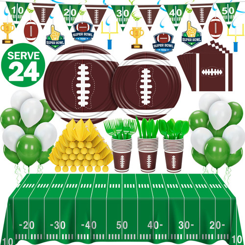 Football Party Decorations 2024, Super Bowl Party Supplies Kit Serve 24, Include Plates, Cups, Flatware, Napkins, Penalty Napkins, Tablecloths, Balloons, Hanging Swirls, Banner Football Party Decorations 2024, Super Bowl Party Supplies Kit Serve 24, Include Plates, Cups, Flatware, Napkins, Penalty Napkins, Tablecloths, Balloons, Hanging Swirls, Banner
