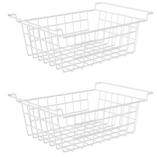 Orgneas 17.5inch Chest Freezer Organizer Bins Deep Freezer Basket Storage Rack Bins Metal Wire Baskets Large Size 2 Packs