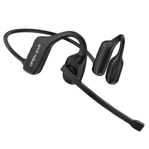 RELAXYO Air Conduction Headphones with Mic, Open Ear BT5.3 Wireless Headset with Noise-Canceling Boom Microphone, Bluetooth Earphones for Office Business Drivers Trucker Meeting Online