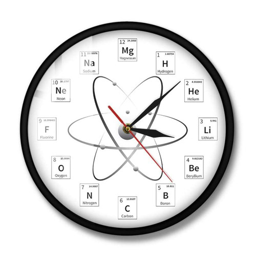 Timethink Chemical Element Periodic Wall Clock with Metal Frame, Silent Non Ticking Battery Chemistry Time Keeper Chemical Symbols Wall Clock Watch Classroom Decor Gift for Teachers Students 12 Inch