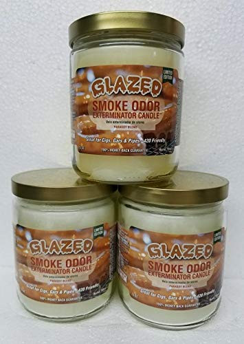 Smoke Odor Exterminator 13 oz Jar Candles Glazed (3) Set of Three Candles.