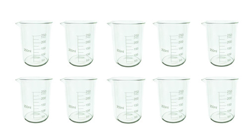 10 Pcs of 250ml Glass Beaker, Low Form ?Griffin Graduated Borolilicate Glass