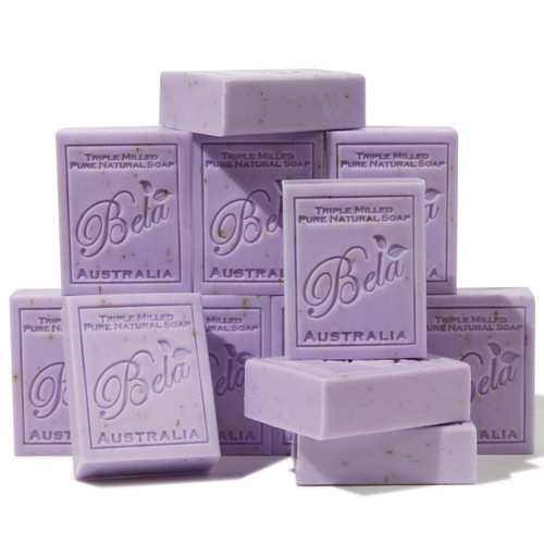 Bela, Lavender & Flower, Natural Ingredient Soap Bars, Triple-French Milled Moisturizing Natural Soap Bars Gift Sulfate-Free (93g) 3.3 oz each - 12 Pack